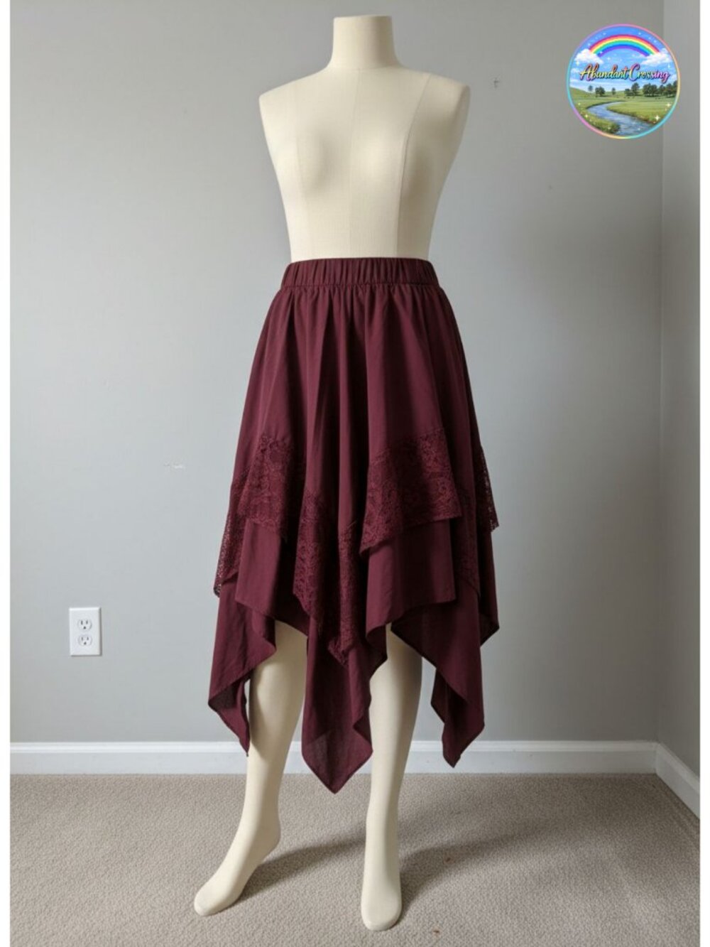 Renaissance Flowy Lace Asymmetrical Skirt Whimsical